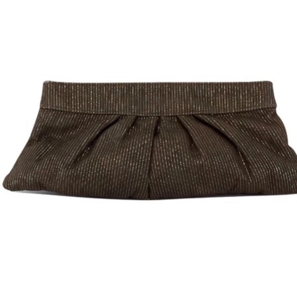 Lauren Merkin Woven Raffia Clutch Brown Gold - Picture 2 of 7